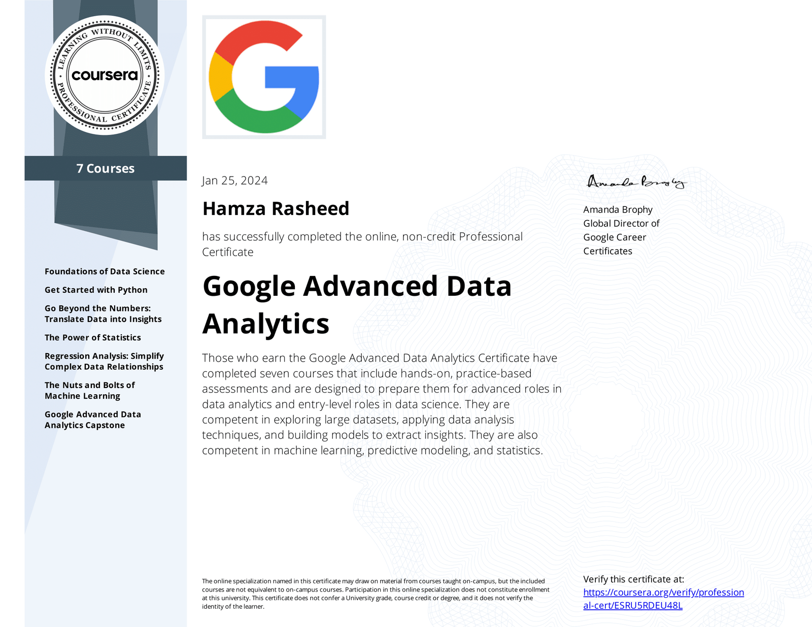 Google Advanced Data Analytics