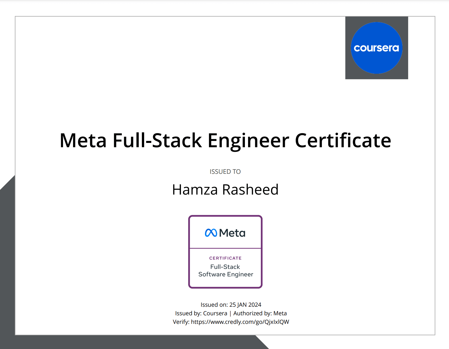 Meta Full-Stack Engineer Certificate